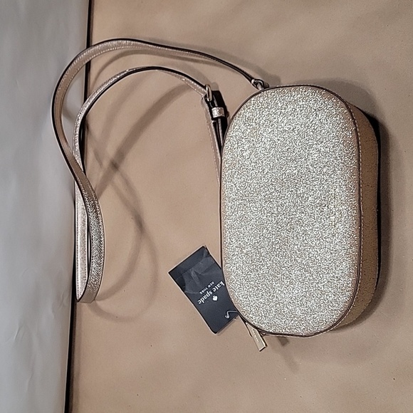 kate spade Glimmer Oval Camera Bag, Gold with Glitter, Crossbody, NEW with Tag - Picture 12 of 15